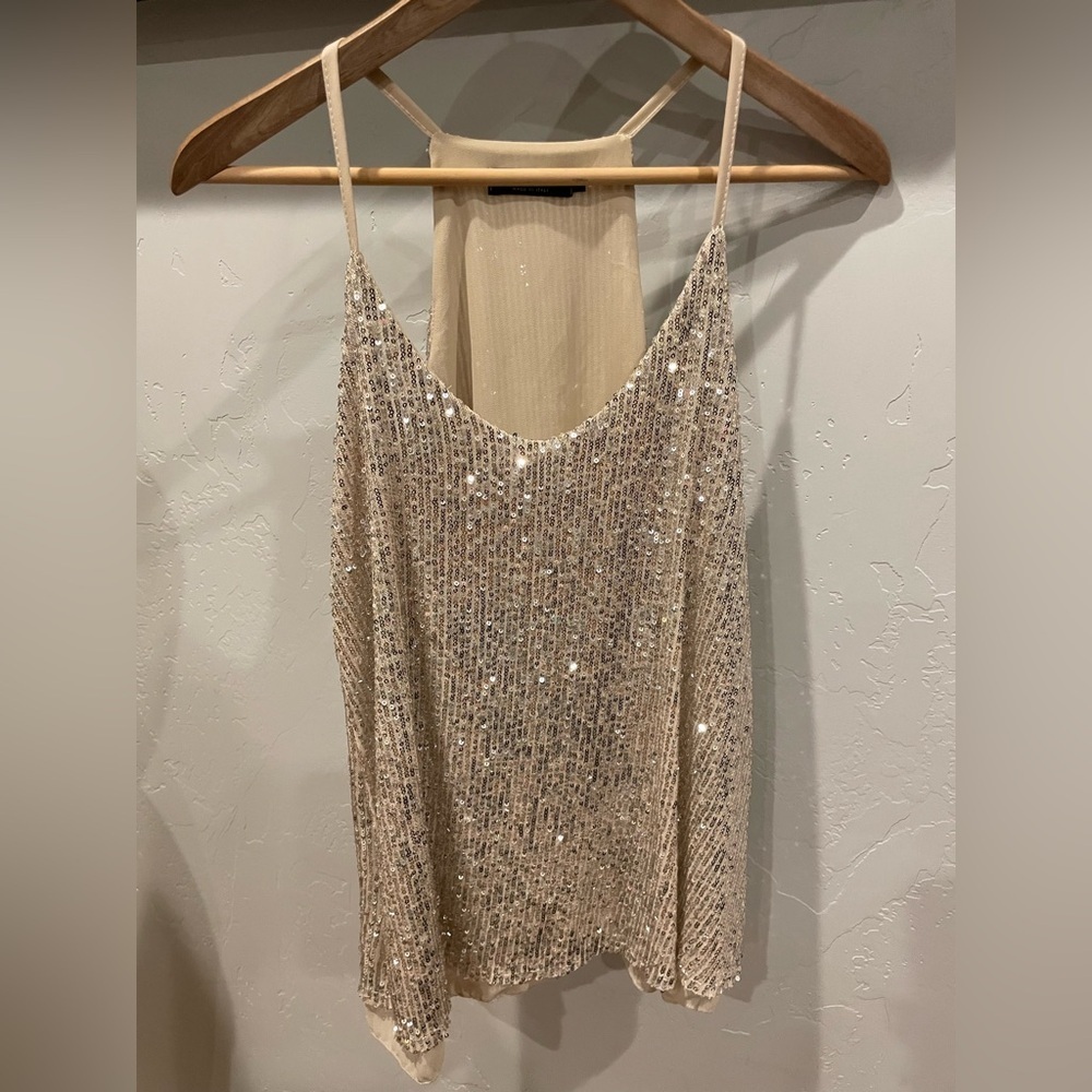 Sequin razorback tank made in Italy size M - Picture 3 of 7